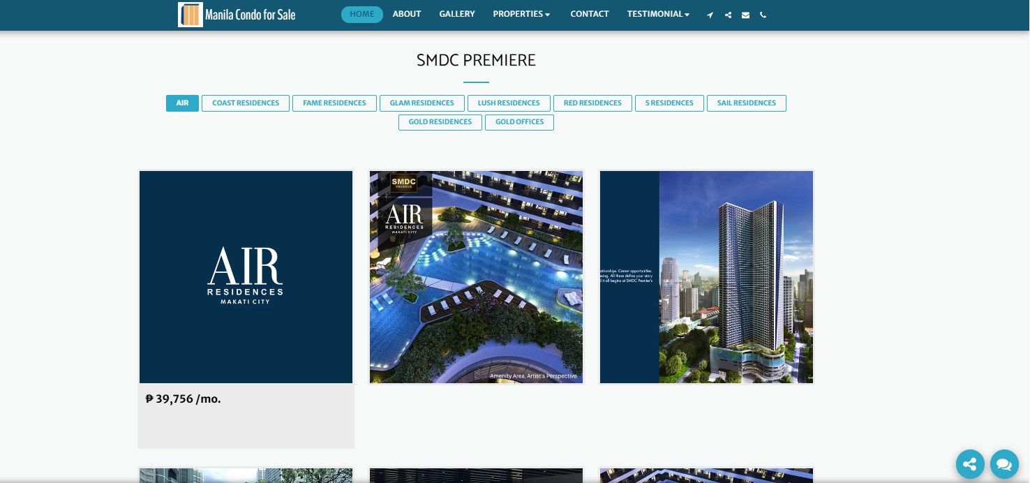 Archived Manila Condo for Sale premiere property showcase page with development imagery and pricing