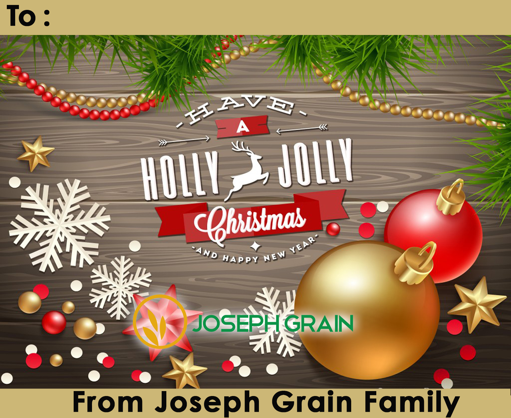 Joseph Grain Holly Jolly Christmas thank-you card design